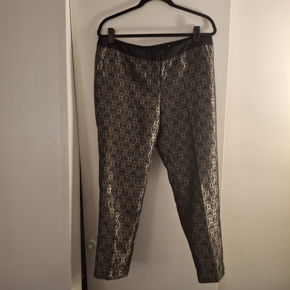 Worthington Women's Black and Gold Patterned Pants